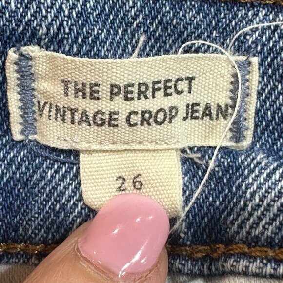 Madewell The Perfect Vintage Crop Jean Light Wash Raw Hem Size 26 Style# AF691 - Picture 8 of 10